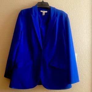 Chicos Royal Blue One button Blazer a size (Chicos 2) Large Like New